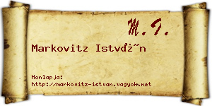 Markovitz István névjegykártya